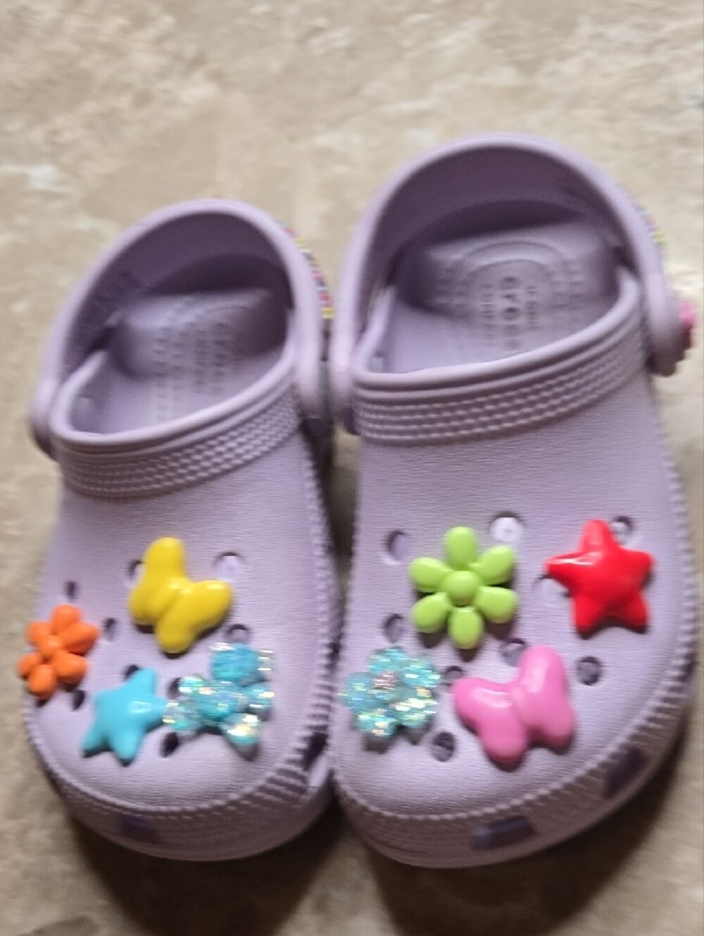 CROCS Kids Lavender Clogs with Colorful Charms - Picture 5 of 7